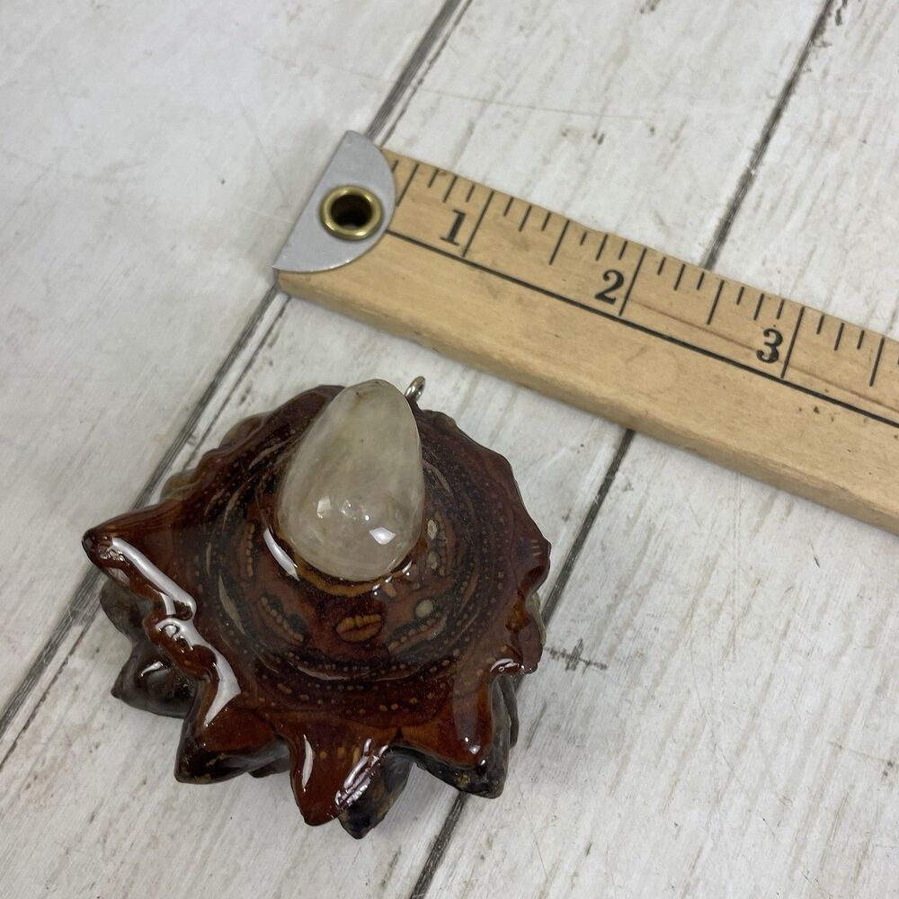 Third Eye Pinecone Pendant With Quartz Stone Center - Picture 8 of 8